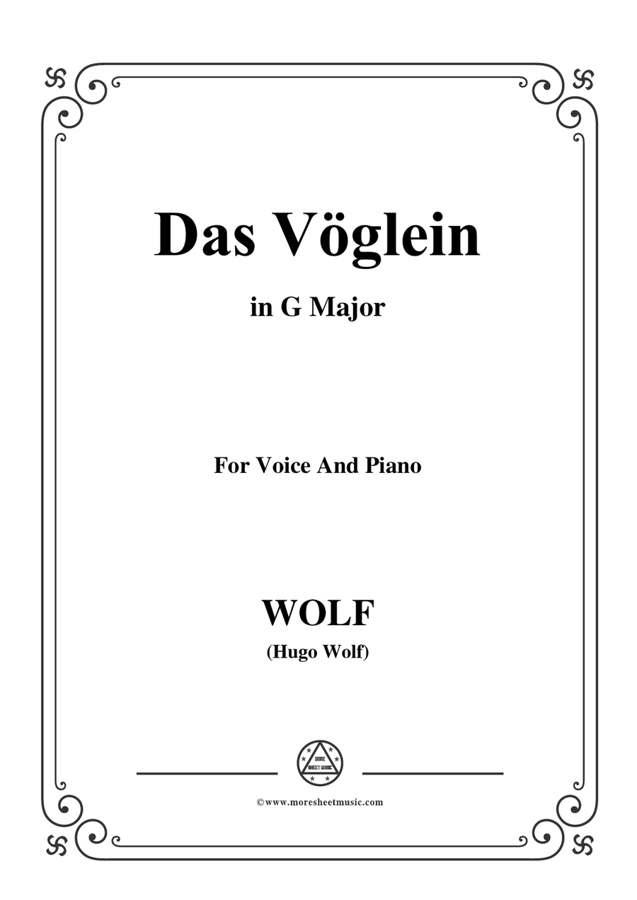 Wolf-Das Vöglein in G Major,for Voice and Piano