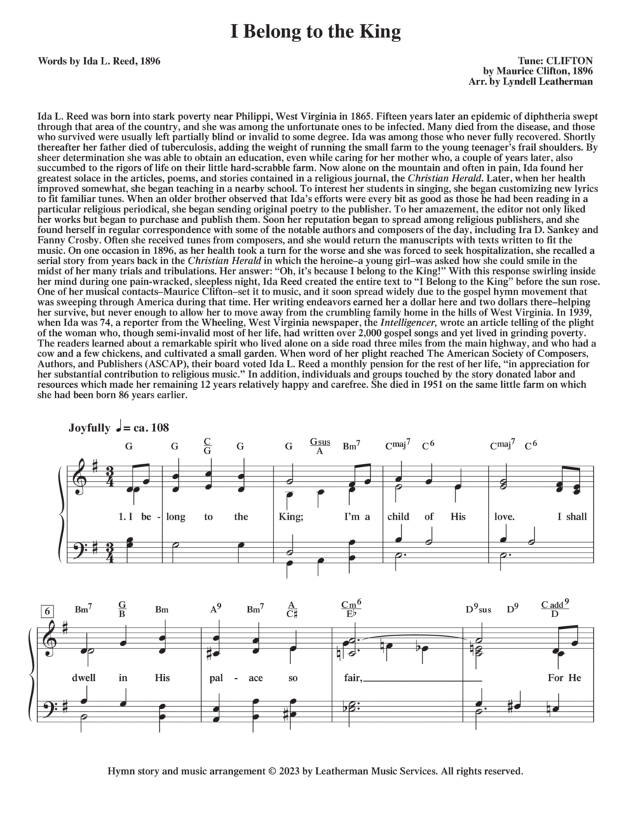 I Belong to the King Piano, Vocal, Guitar scores gallery preview page 1