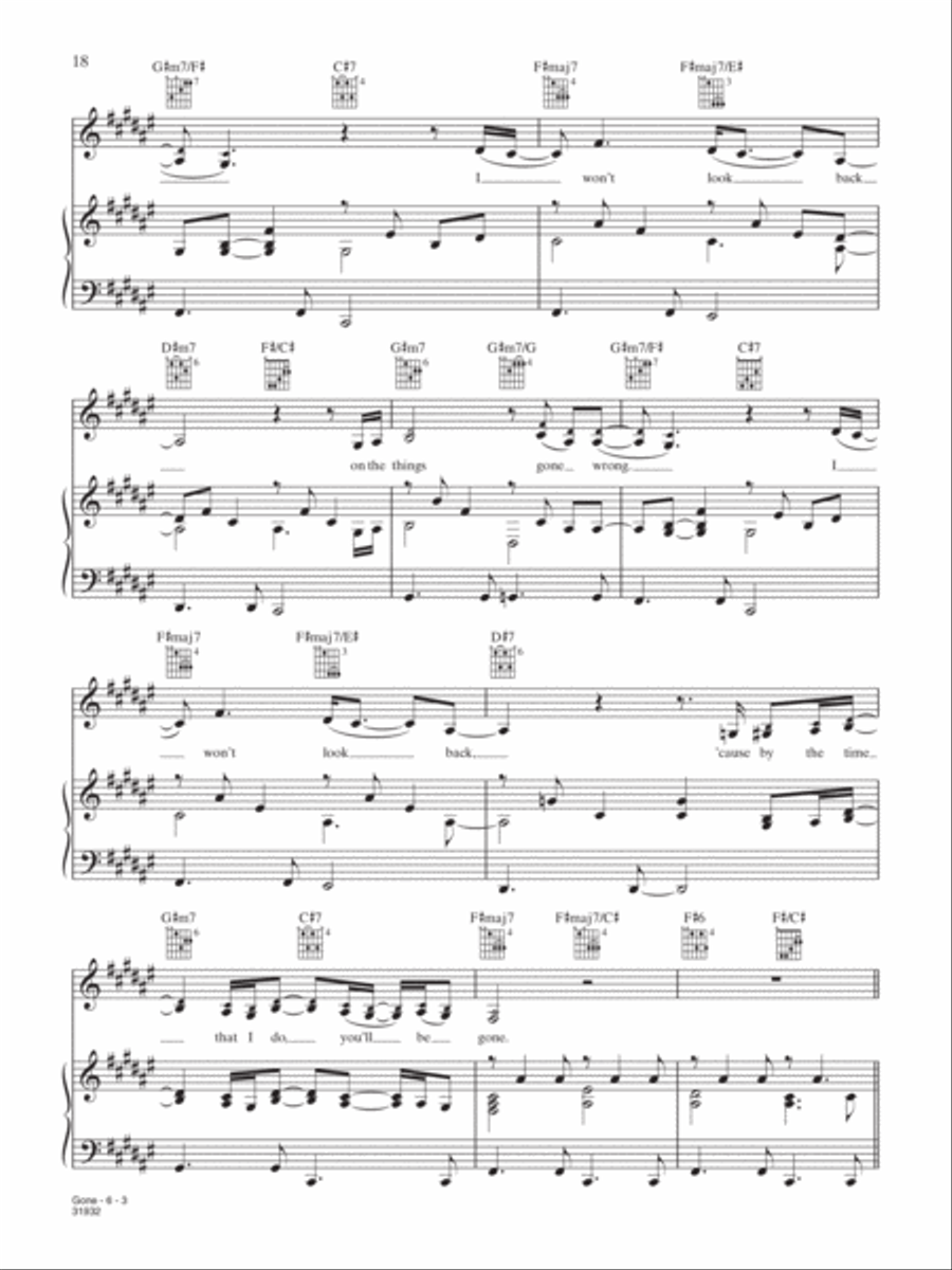 Gone Piano, Vocal, Guitar scores gallery preview page 3