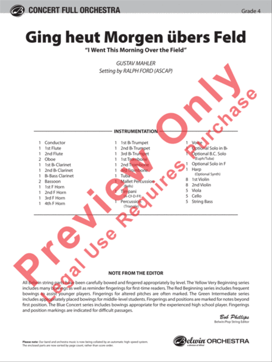 Ging heut Morgen übers Feld Full Orchestra scores gallery preview page 2