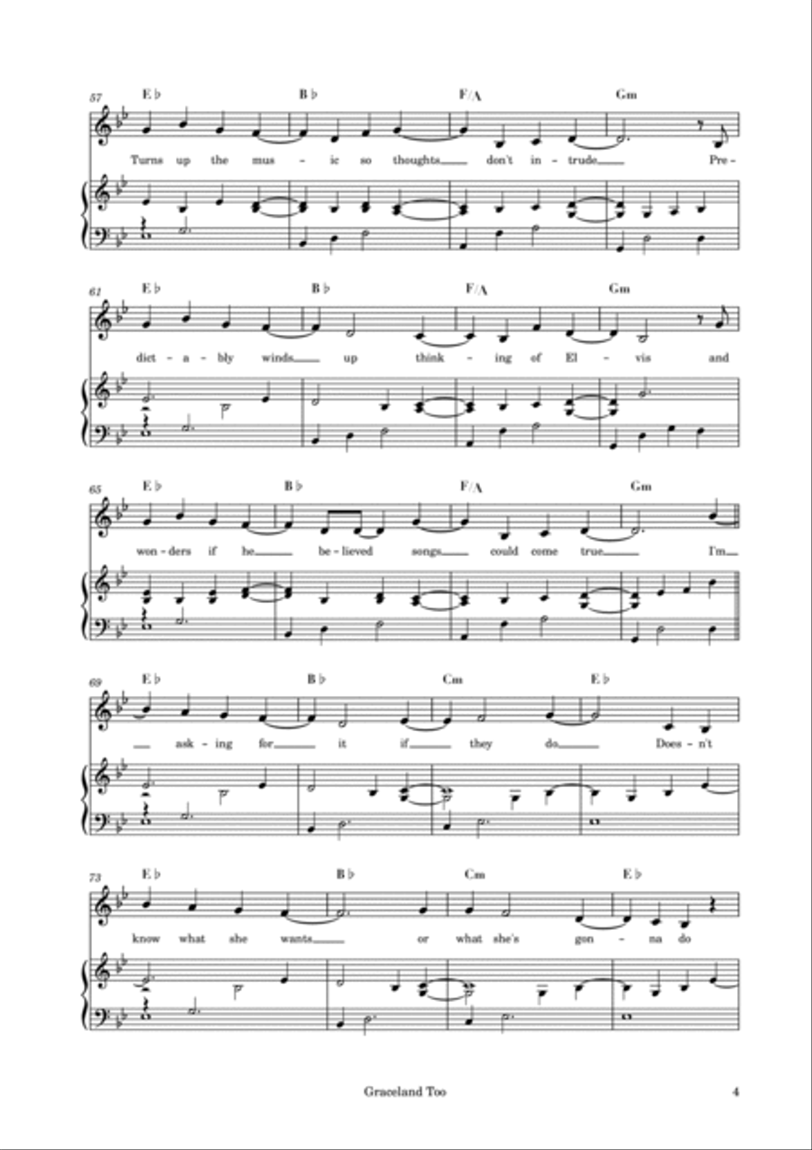 Graceland Too Piano, Vocal, Guitar scores gallery preview page 5