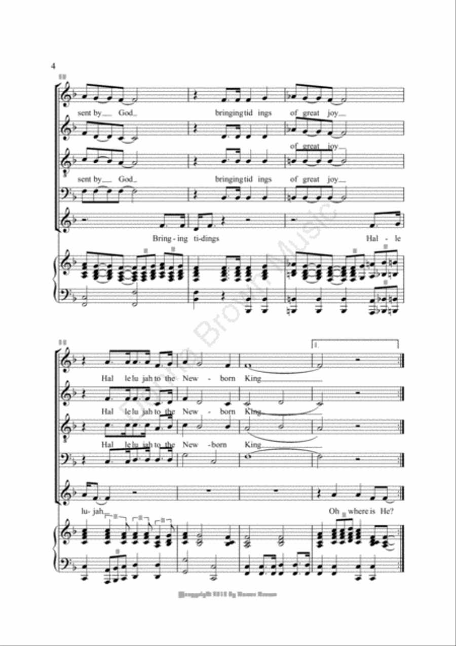 Hallelujah To The New-Born King - SATB 4-Part scores gallery preview page 4