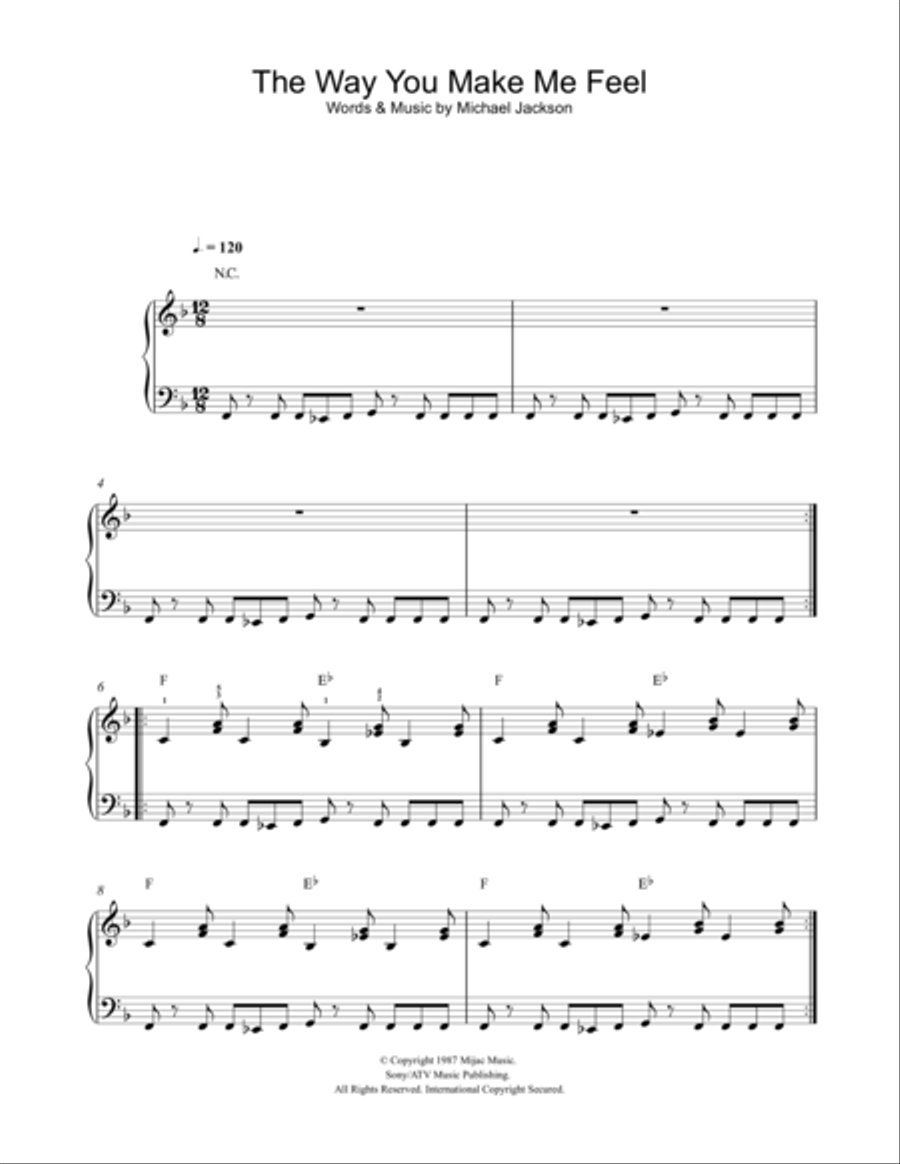 The Way You Make Me Feel Easy Piano scores gallery preview page 1