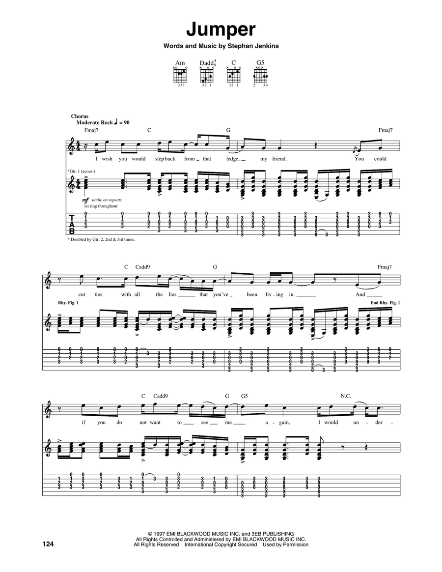 Jumper Guitar Tablature scores gallery preview page 1