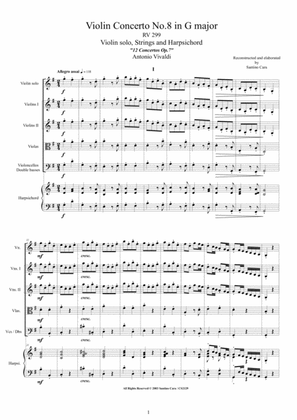 Book cover for Vivaldi - Violin Concerto No.8 in G major RV 299 Op.7 for Violin solo, Strings and Harpsichord