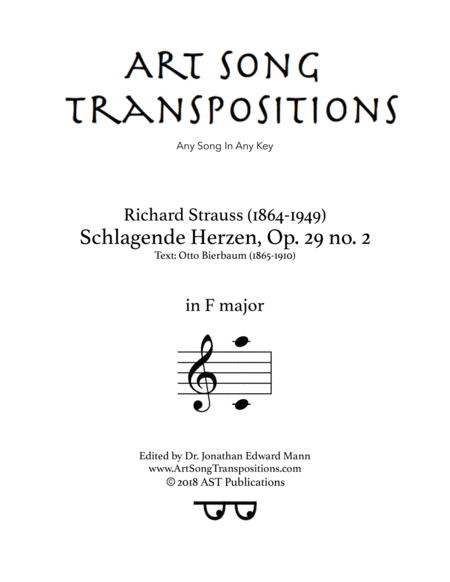 STRAUSS: Schlagende Herzen, Op. 29 no. 2 (transposed to F major)