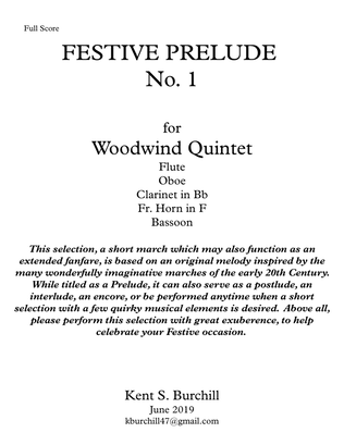 FESTIVE PRELUDE No. 1 for Woodwind Quintet