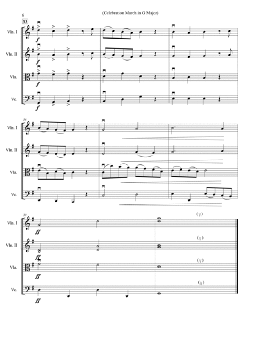 Celebration March in G Major - String Quartet String Quartet scores gallery preview page 6