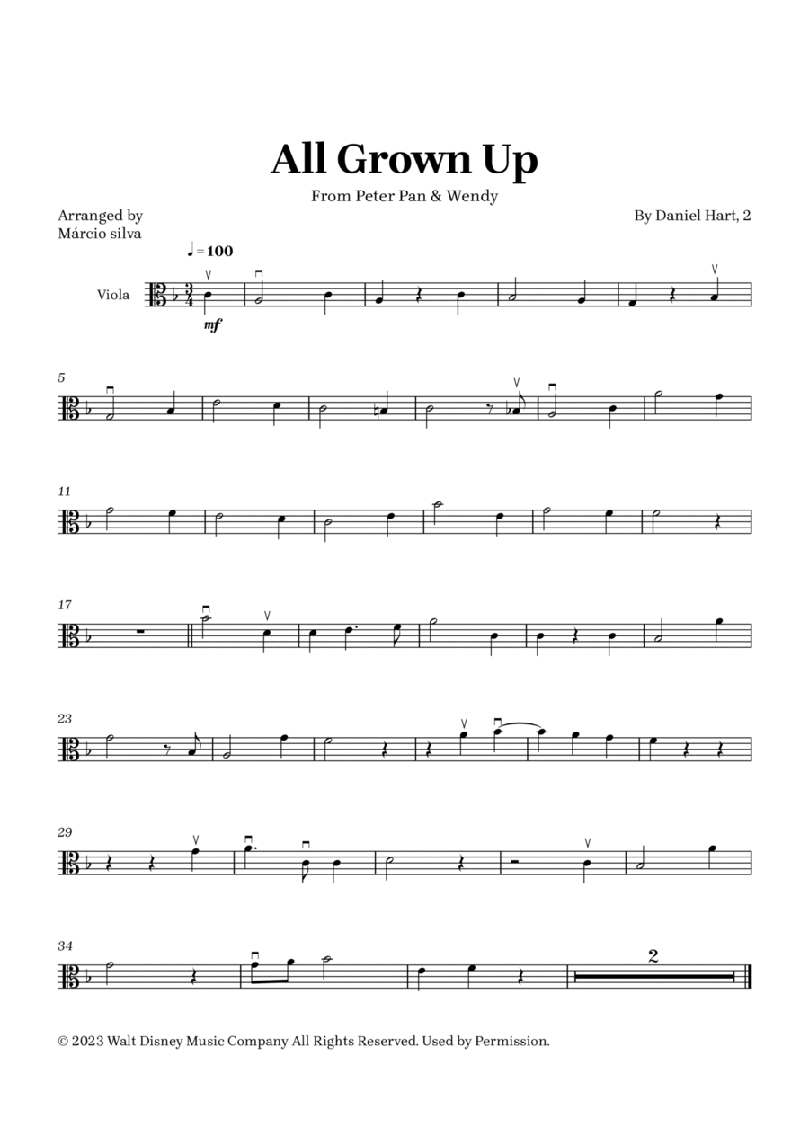 All Grown Up Viola Solo scores gallery preview page 1
