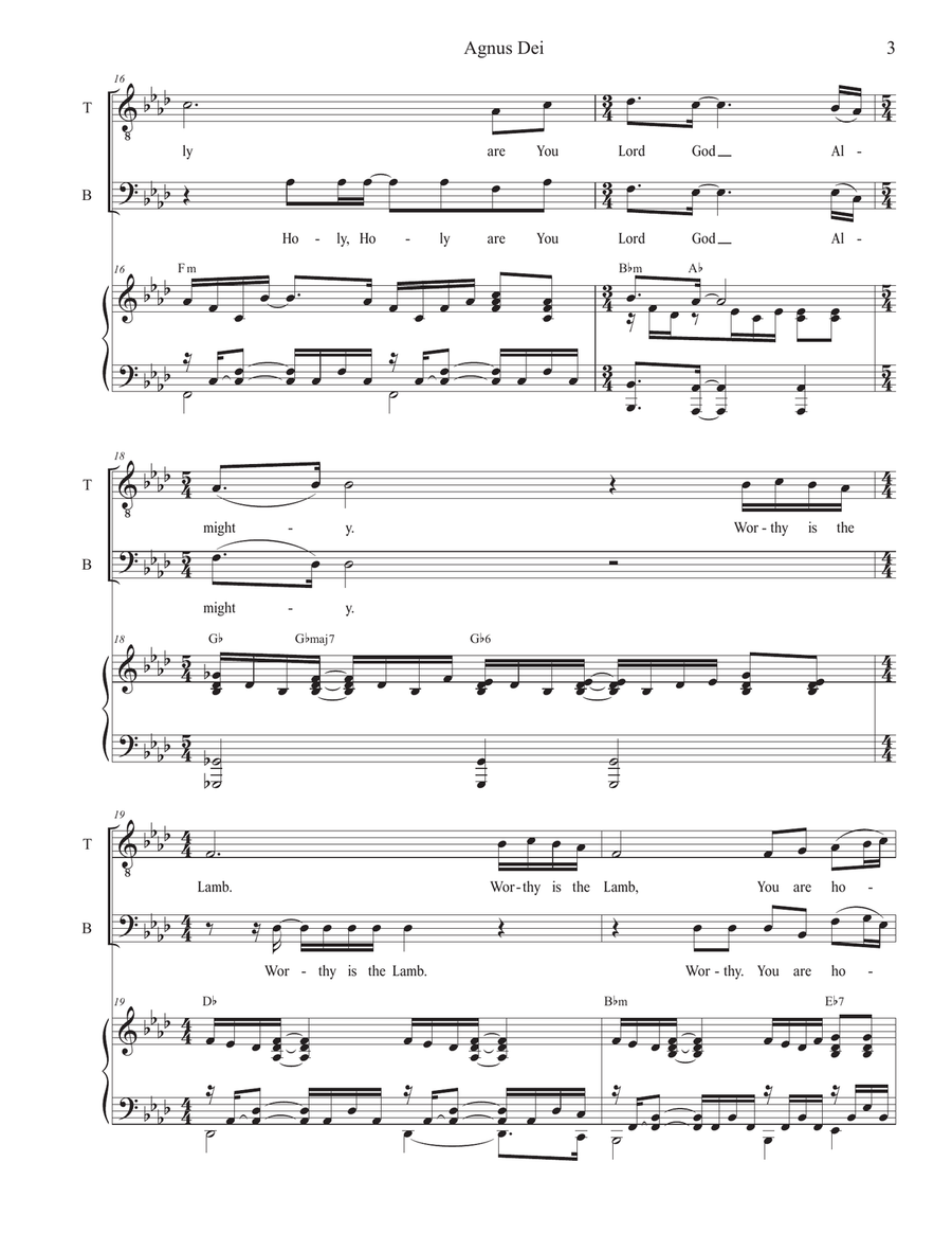 Medley: Agnus Dei with How Great Thou Art Tenor Voice scores gallery preview page 3
