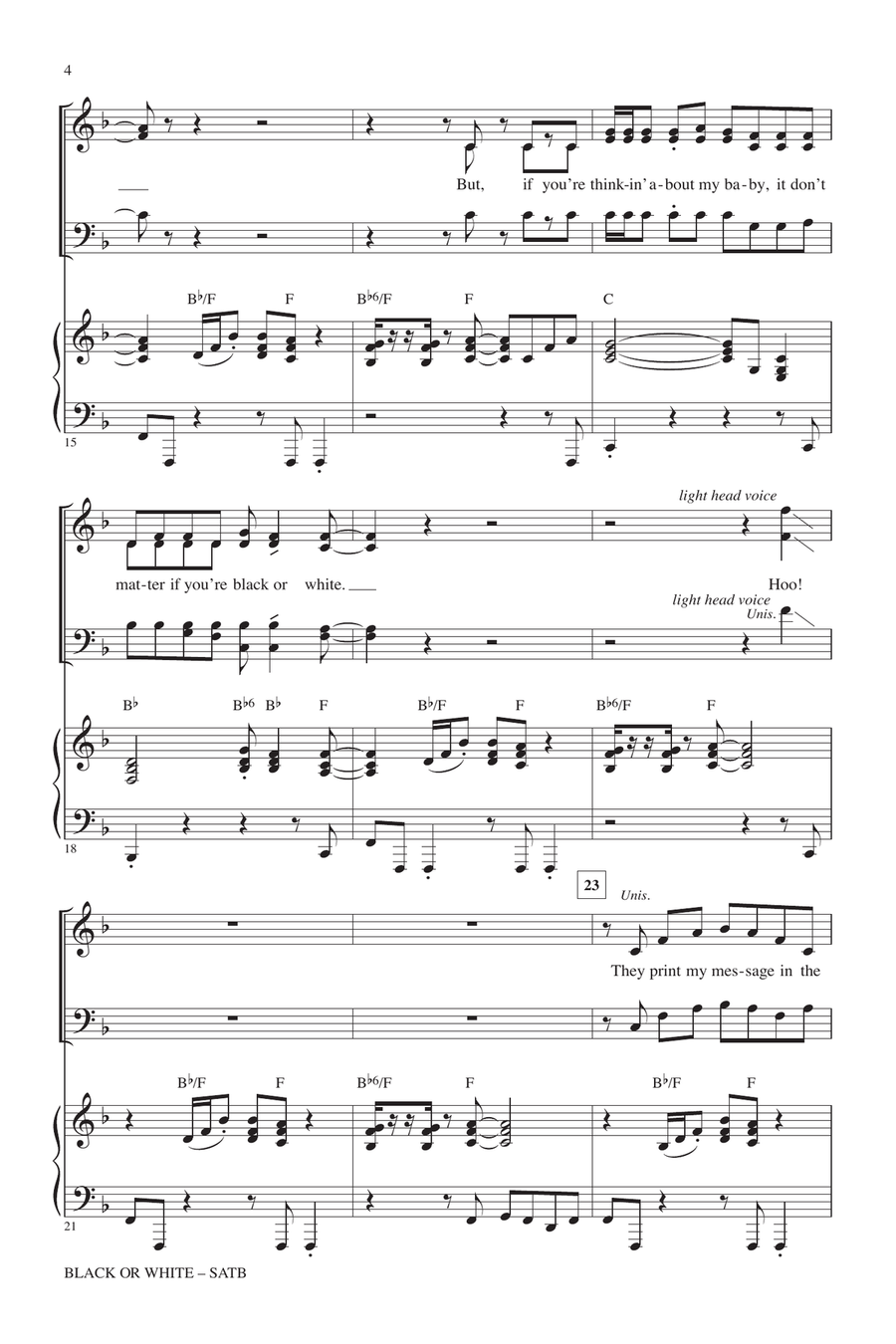 Black Or White (arr. Kirby Shaw) 4-Part scores gallery preview page 3