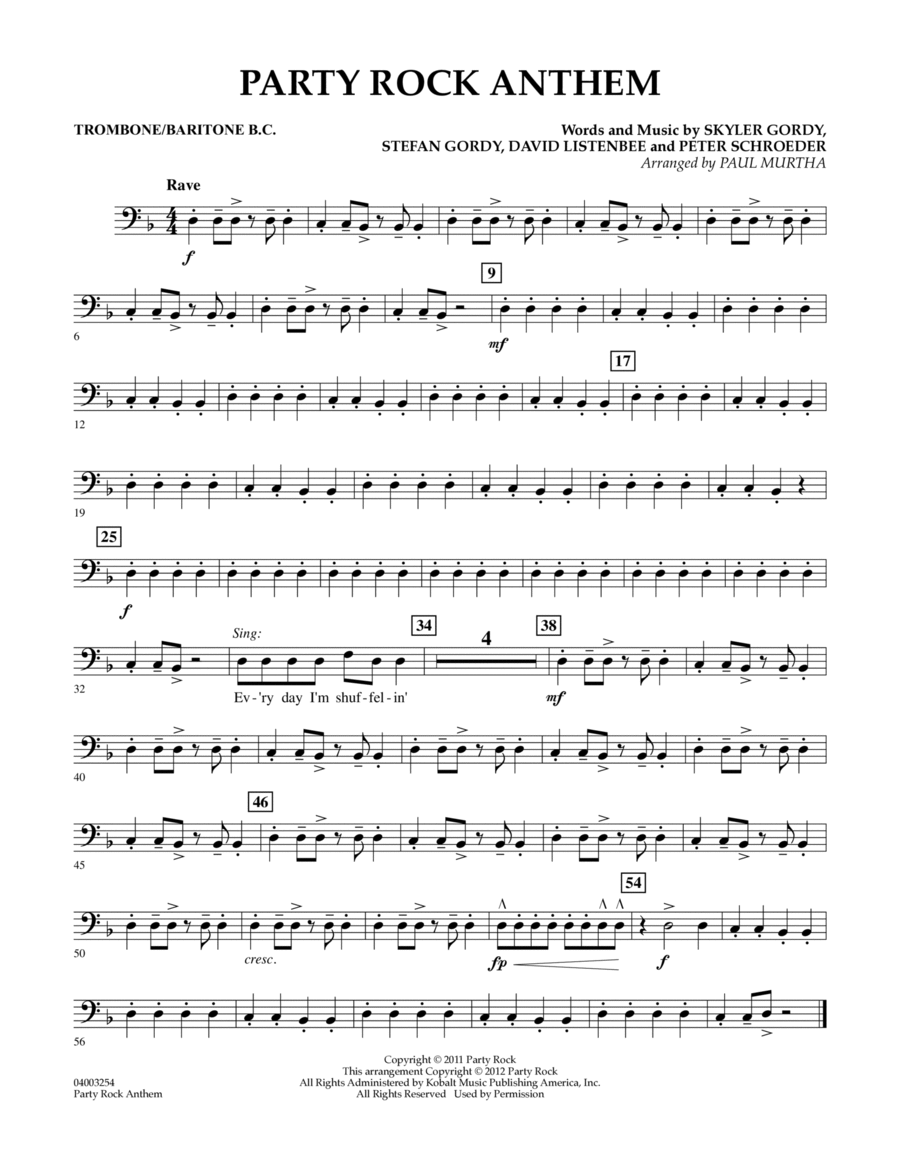 Party Rock Anthem - Trombone/Baritone B.C. Concert Band scores gallery preview page 1