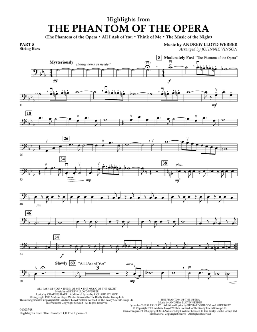 Highlights from The Phantom of the Opera - Pt.5 - String/Electric Bass