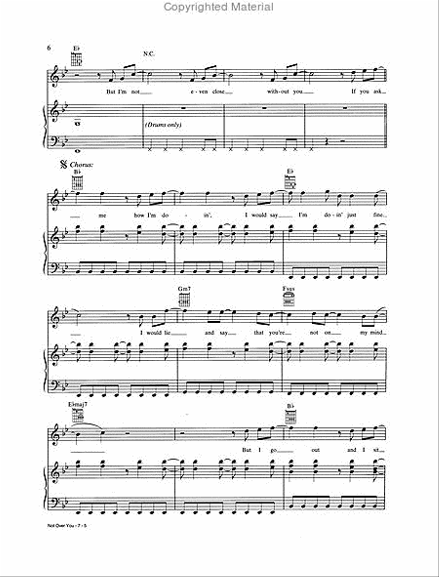 Not Over You Piano, Vocal, Guitar scores gallery preview page 3