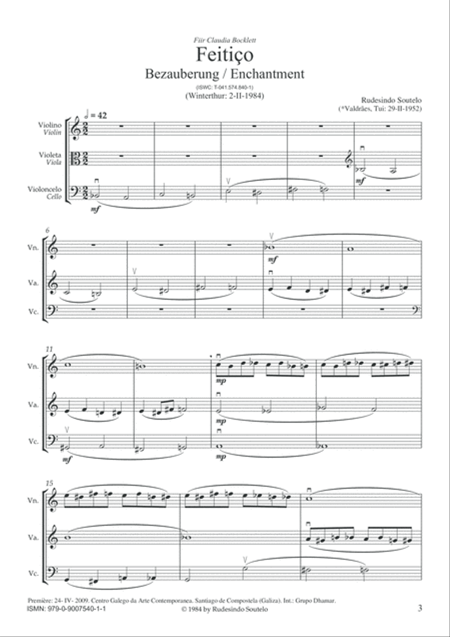 Feitiço - Bezauberung - Enchantment (Strings) String Trio scores gallery preview page 3