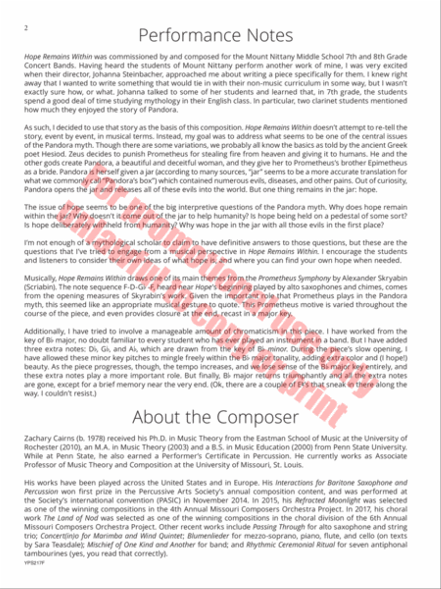 Hope Remains Within Concert Band scores gallery preview page 3