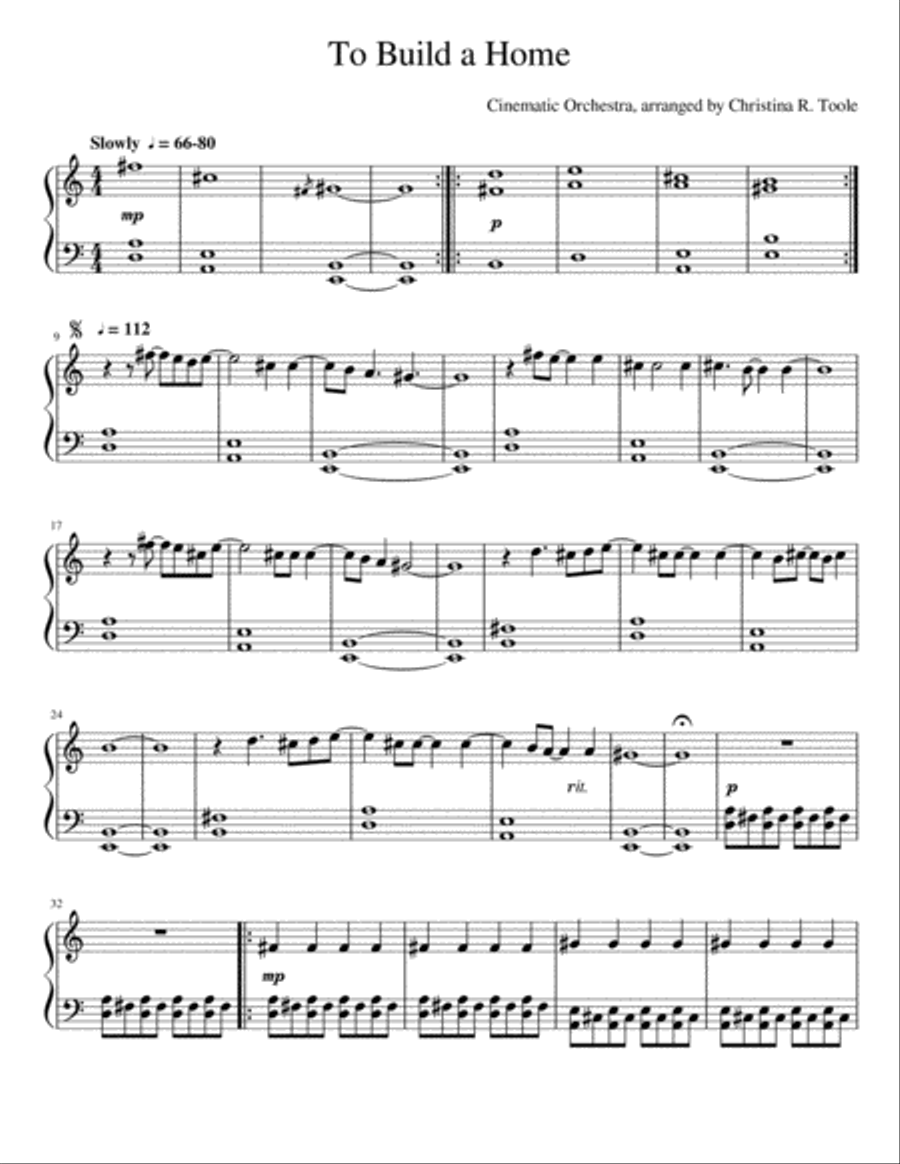 To Build A Home To Build A Home Easy Piano scores gallery preview page 1