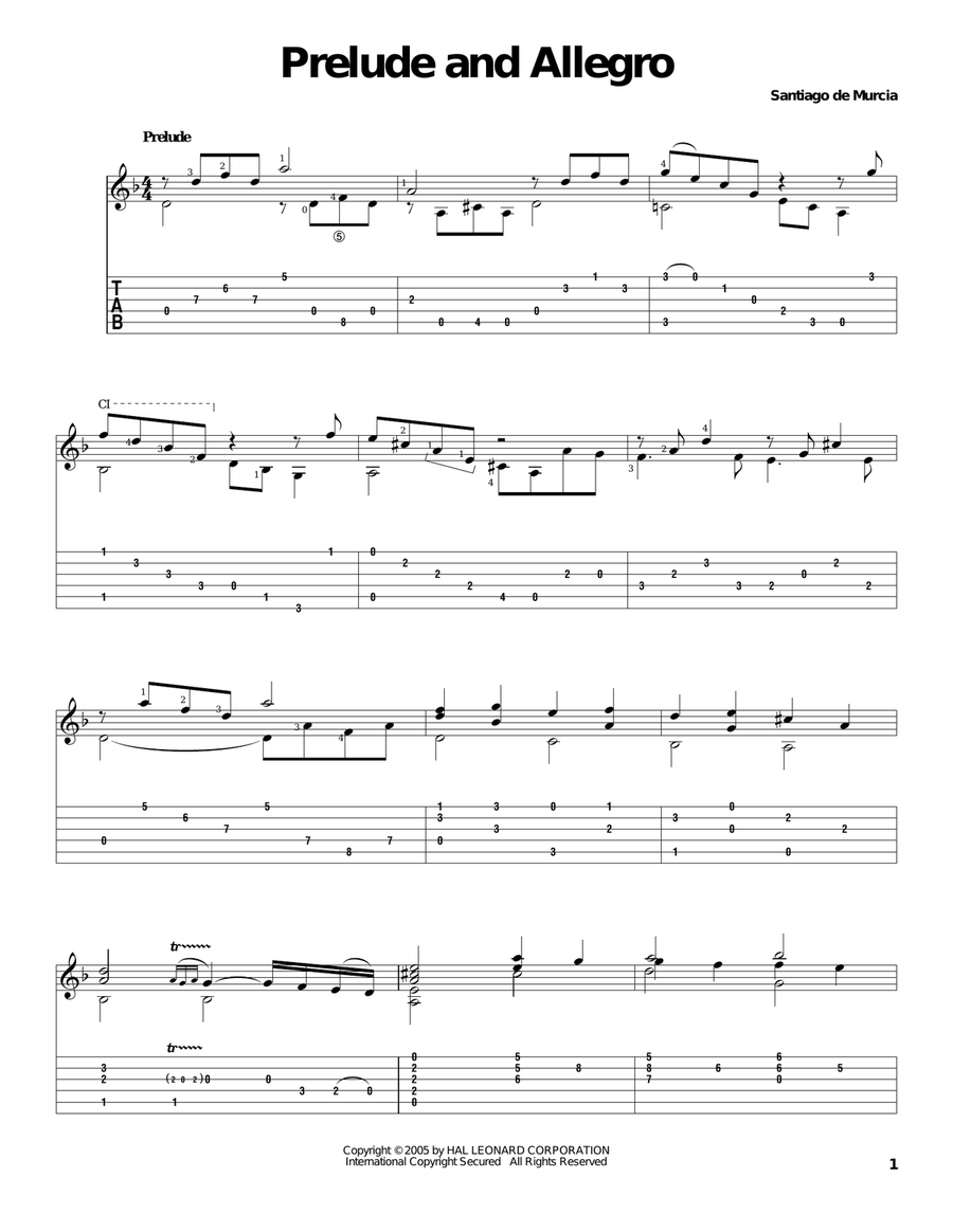 Prelude And Allegro Prelude And Allegro Acoustic Guitar scores gallery preview page 1