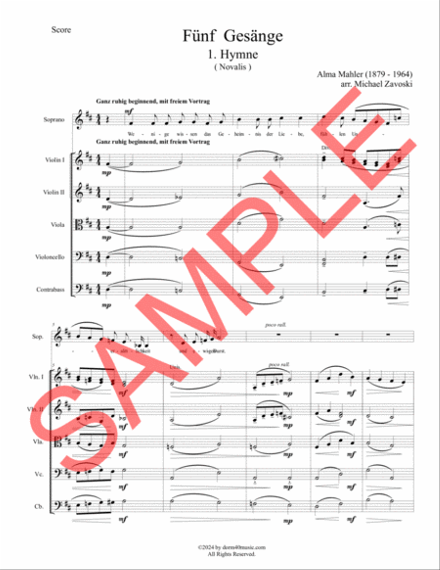 Five Songs 1924 (Fünf Gesänge 1924) String Orchestra scores gallery preview page 2