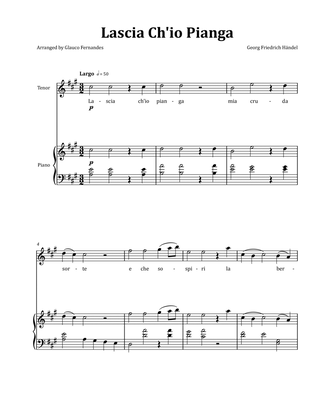 Lascia Ch'io Pianga by Händel - Tenor & Piano in A Major