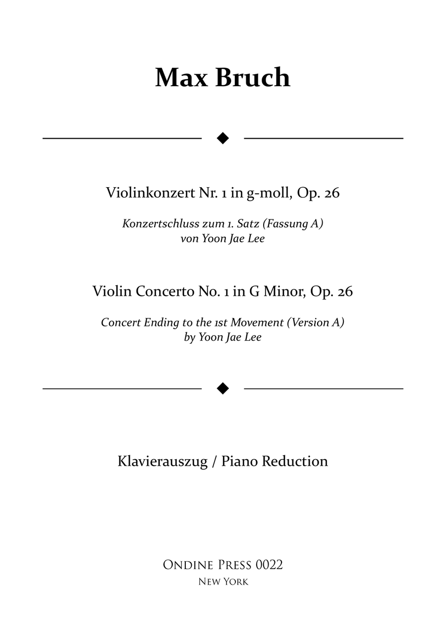Bruch: Violin Concerto No.1 in G Minor, Op. 26 I. concert ending by Yoon Jae Lee (Version A) Violin Solo scores gallery preview page 1