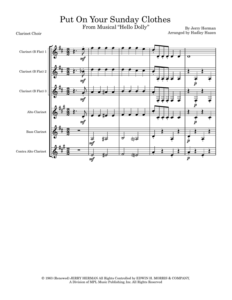 Put On Your Sunday Clothes Woodwind Quintet scores gallery preview page 1