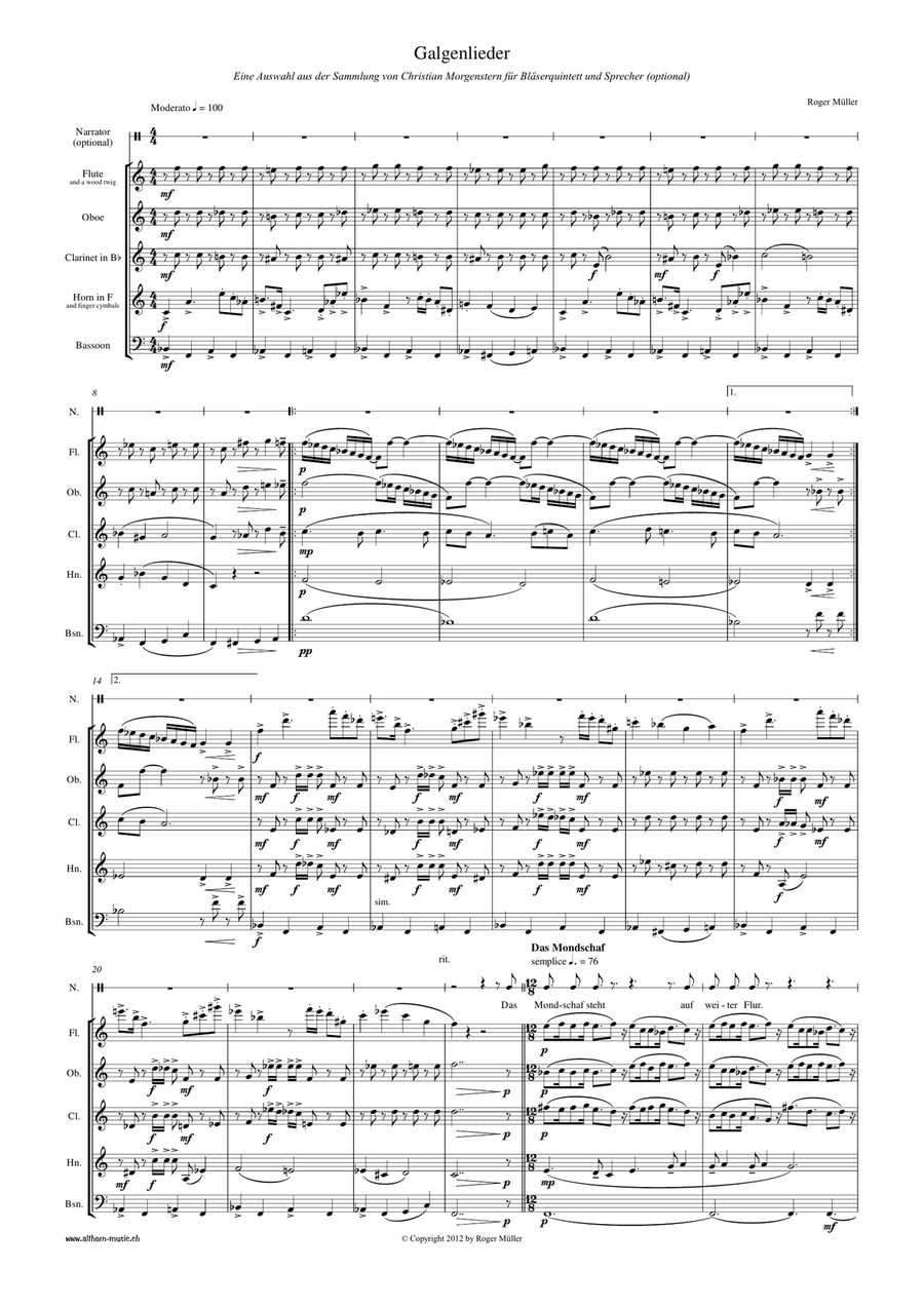 Galgenlieder / Gallow Songs Woodwind Quintet scores gallery preview page 4