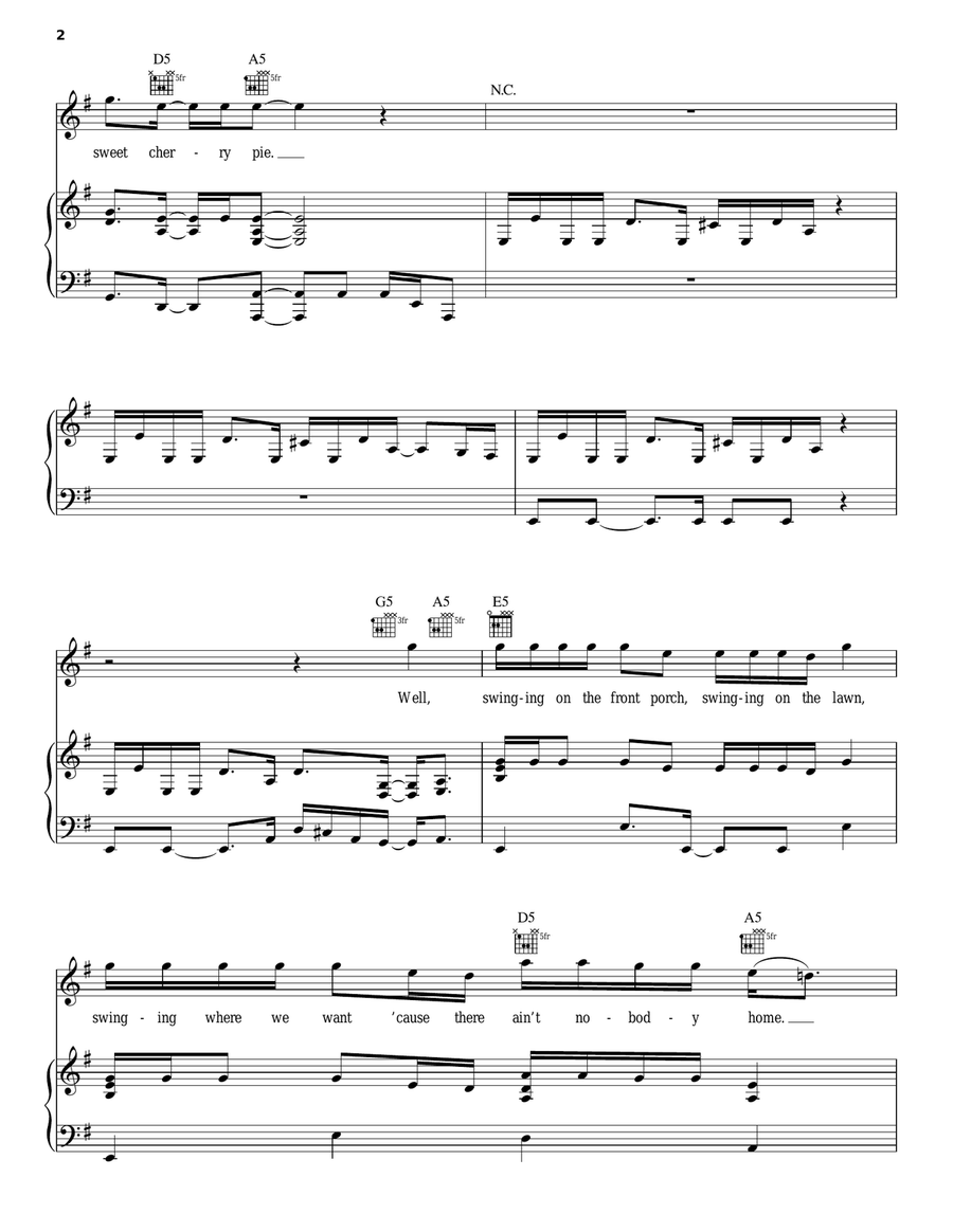 Cherry Pie Piano, Vocal, Guitar scores gallery preview page 2