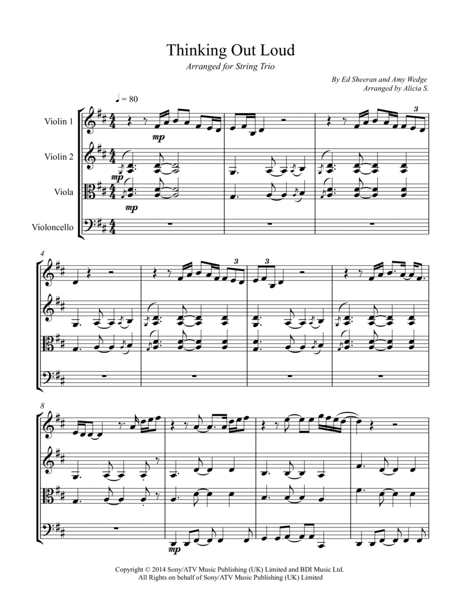 Thinking Out Loud String Trio scores gallery preview page 1