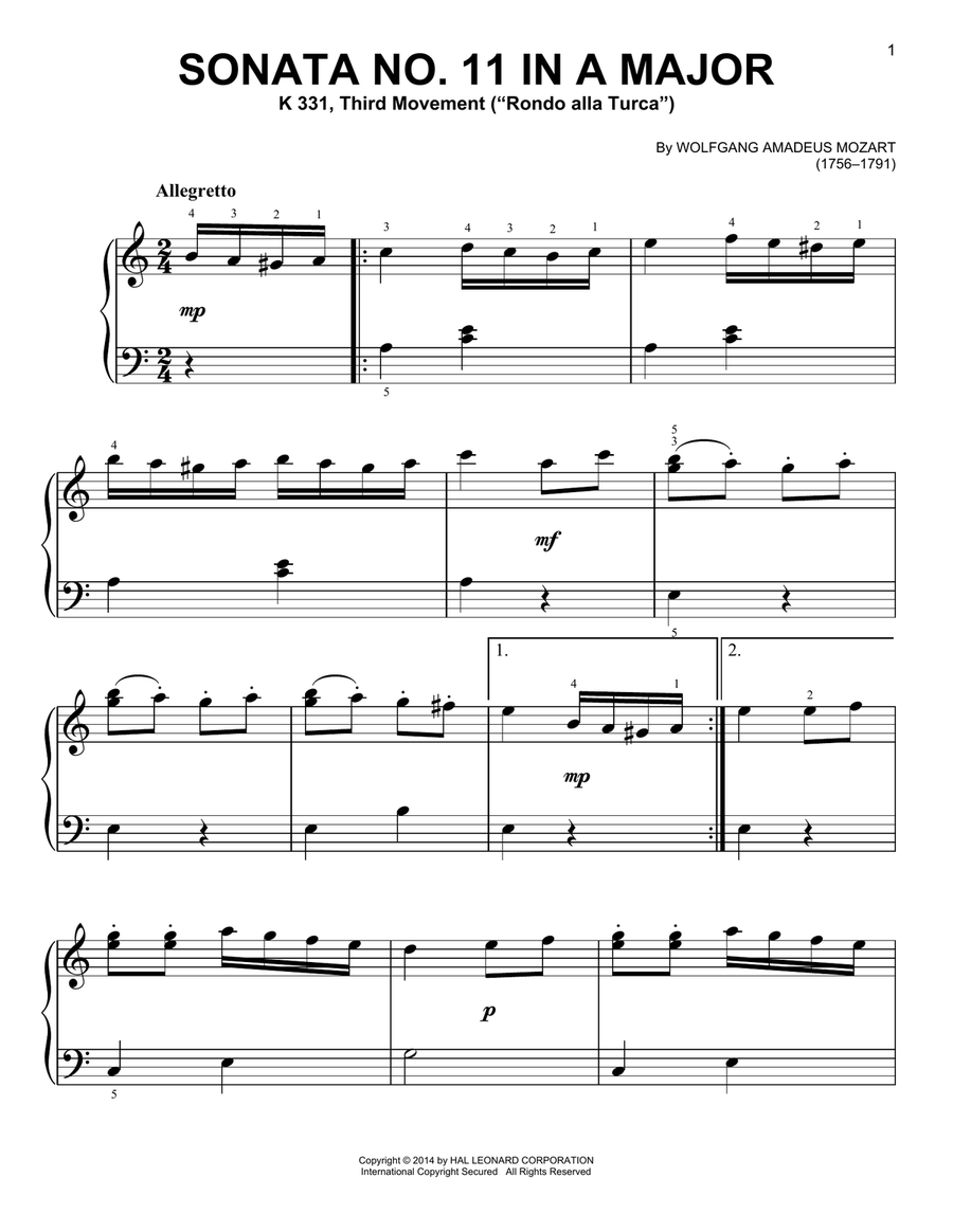 Sonata No. 11 In A Major, K 331, Third Movement (