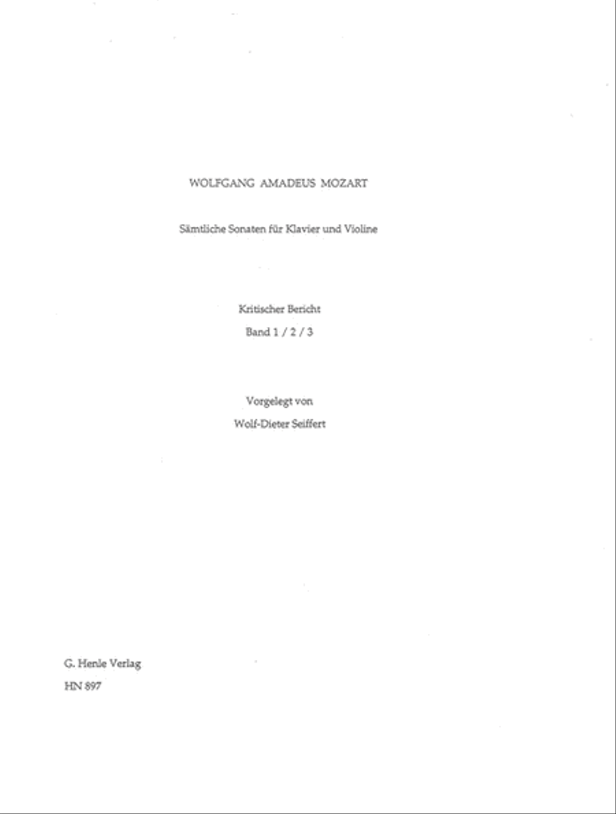 Sonatas for Piano and Violin – Volumes I-III