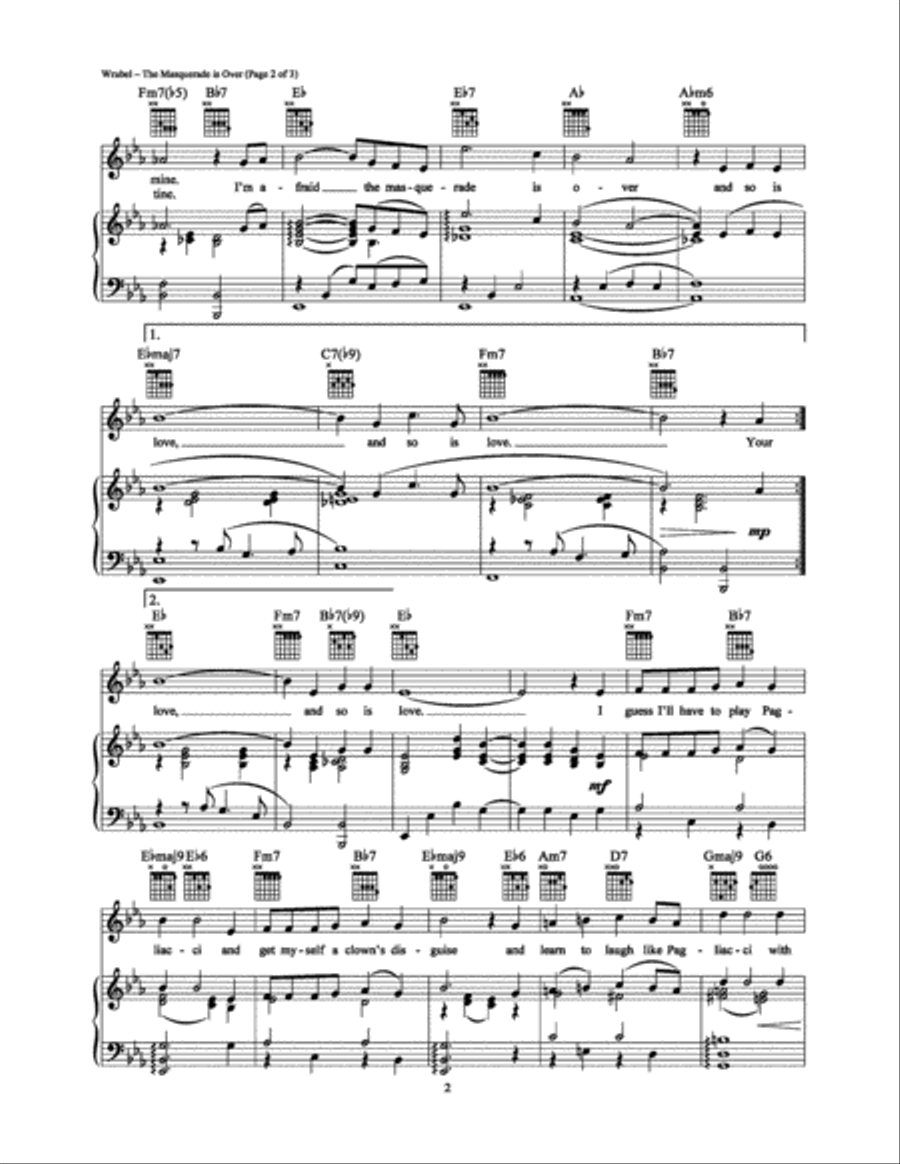 (I'm Afraid) The Masquerade is Over Piano, Vocal, Guitar scores gallery preview page 2