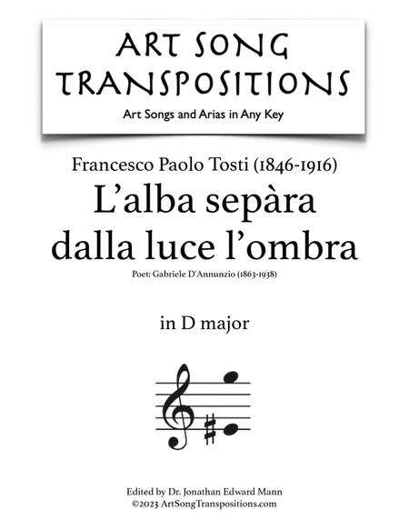 TOSTI: L'alba sepàra dalla luce l'ombra (transposed to D major)