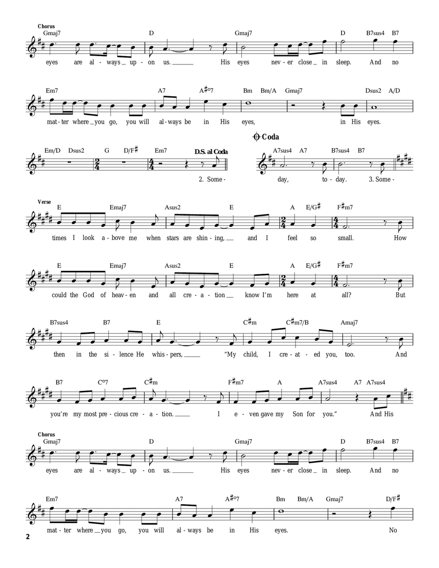 His Eyes His Eyes Easy Guitar scores gallery preview page 2