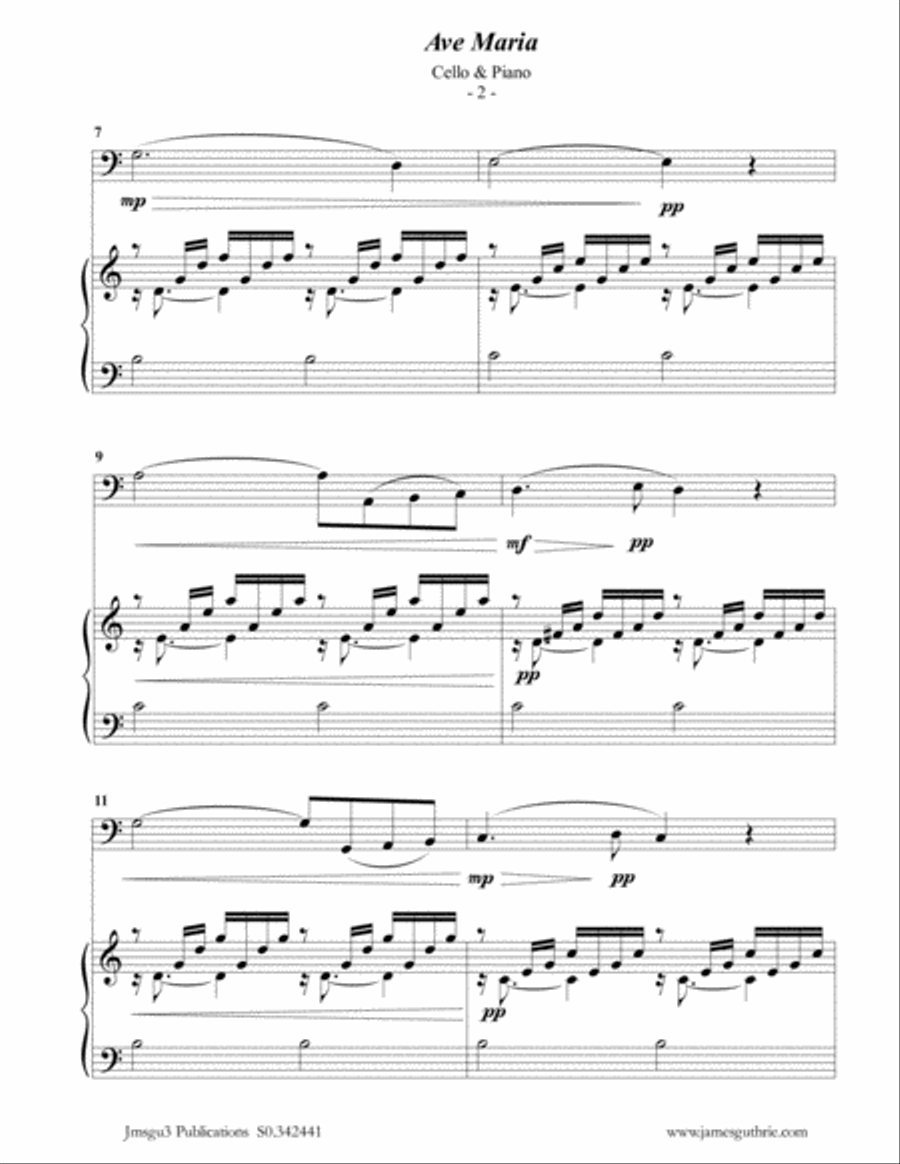 Bach-Gounod: Ave Maria for Cello & Piano Piano scores gallery preview page 2