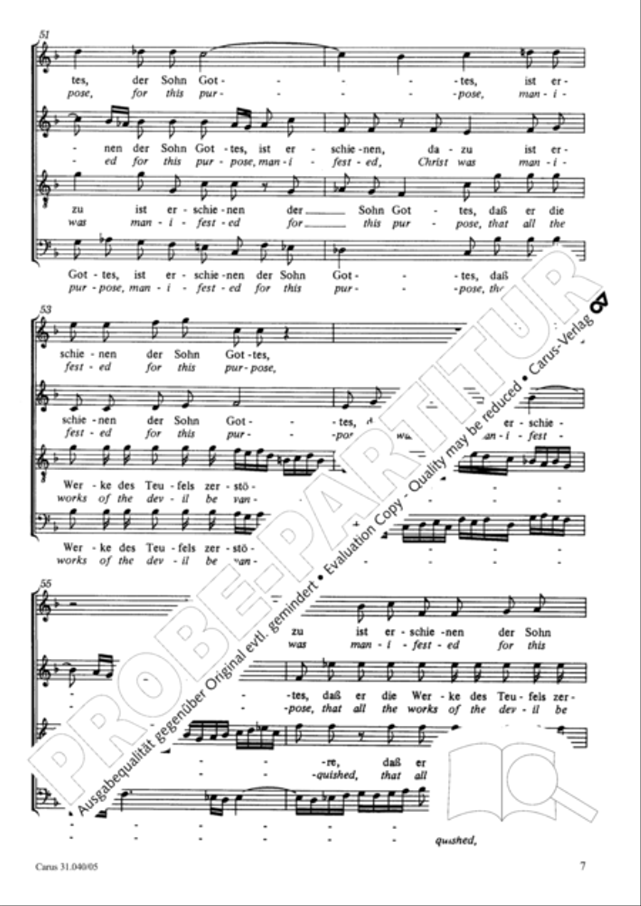 Christ was manifested for this purpose (Dazu ist erschienen der Sohn Gottes) ATB scores gallery preview page 8