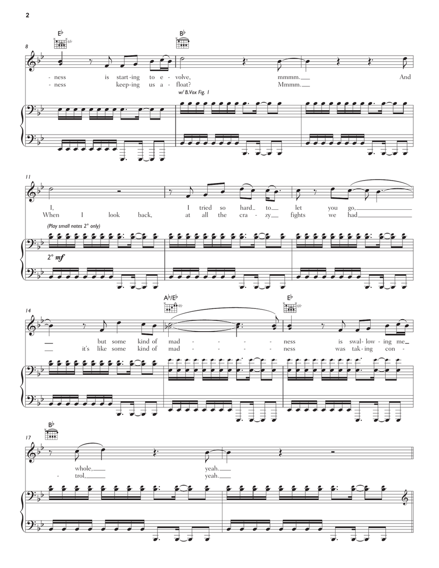 Madness Piano, Vocal, Guitar scores gallery preview page 2