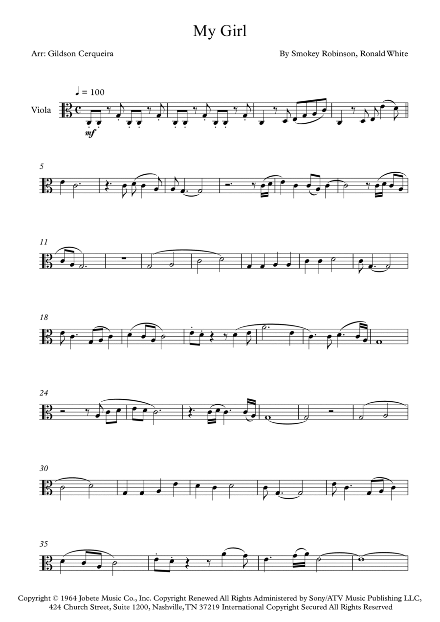 My Girl Viola Solo scores gallery preview page 1