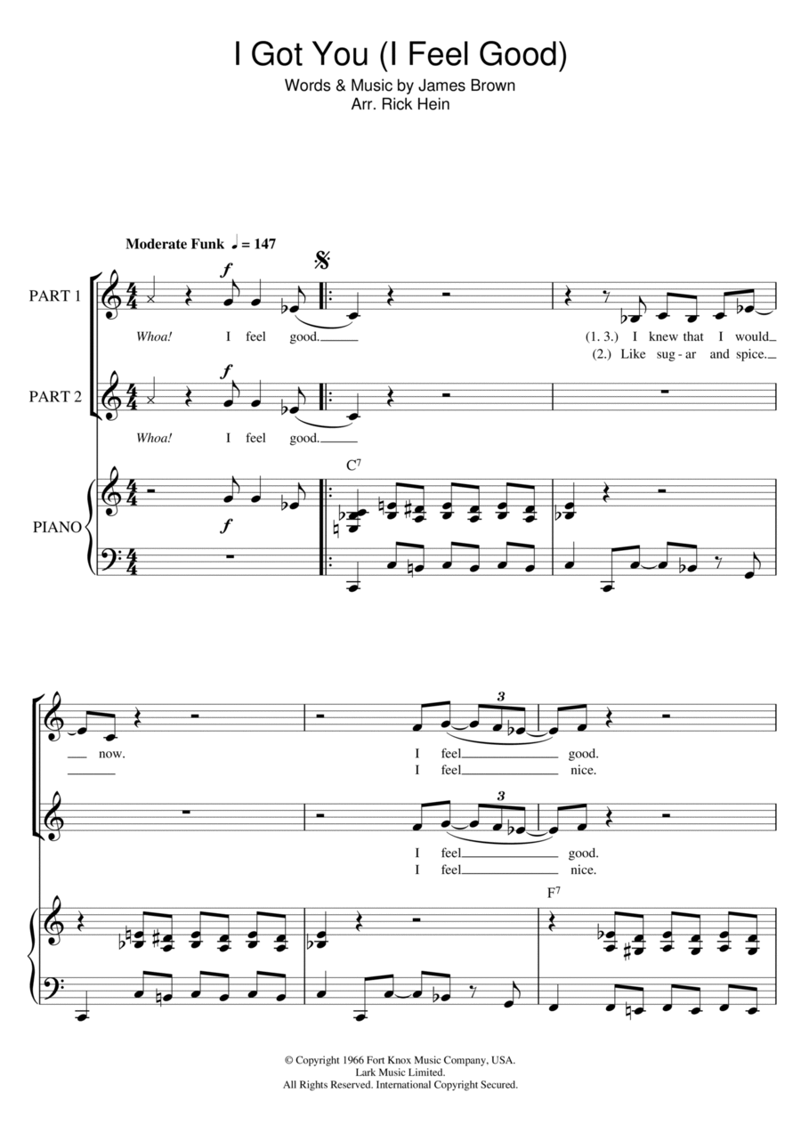 I Got You (I Feel Good) (arr. Rick Hein) Choir scores gallery preview page 1