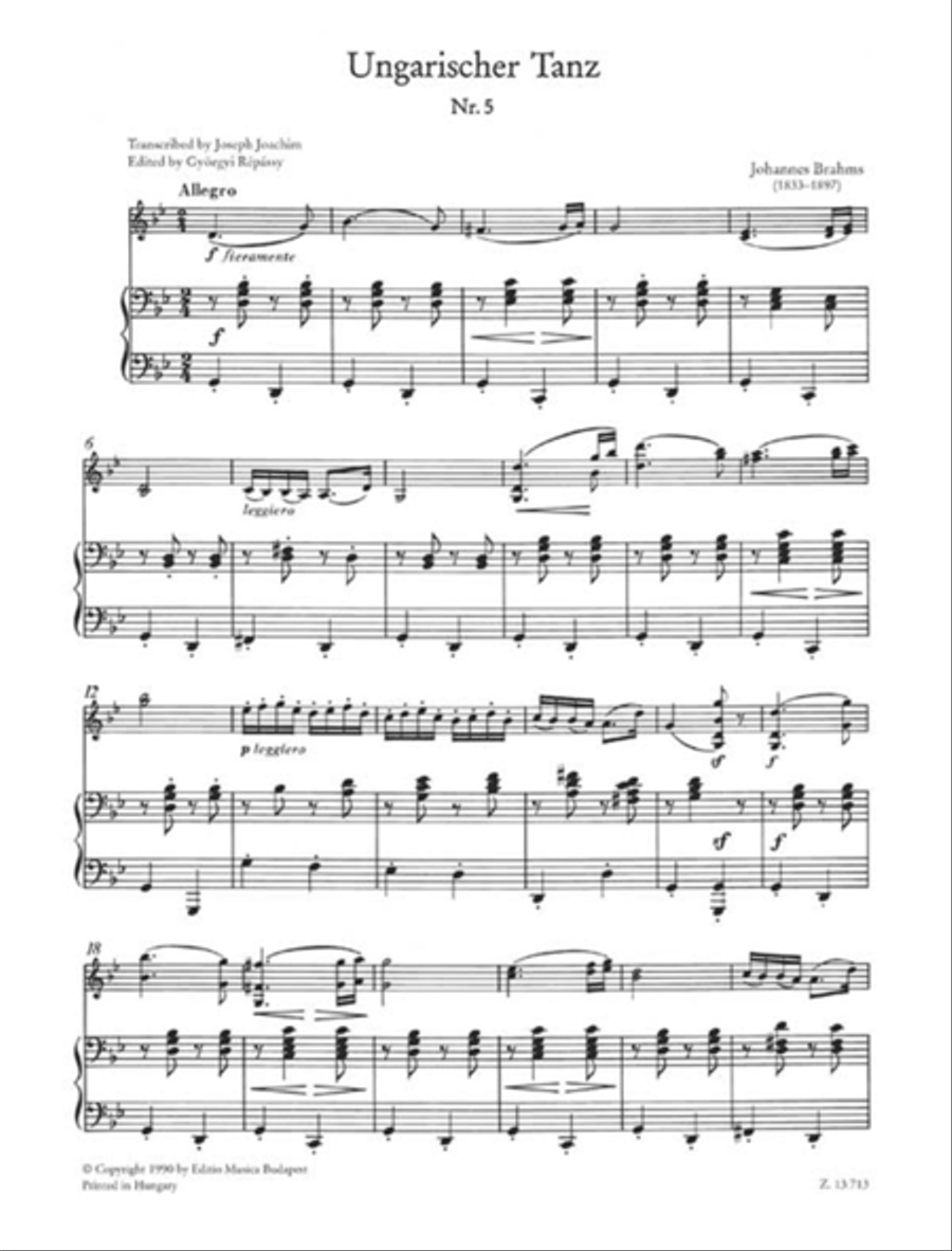Ungarischer Tanz Nr. 5 Violin Solo scores gallery preview page 2