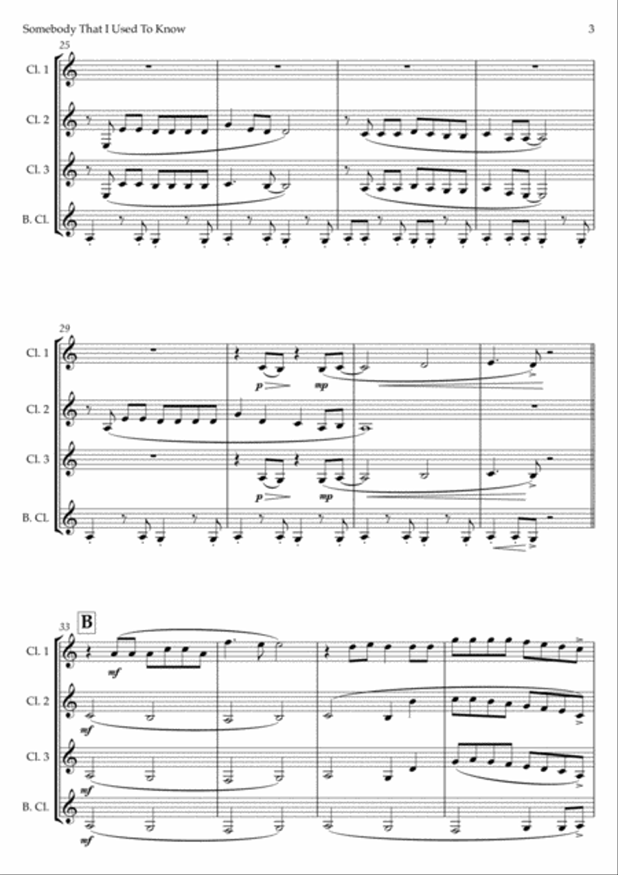 Somebody That I Used To Know Woodwind Quartet scores gallery preview page 3
