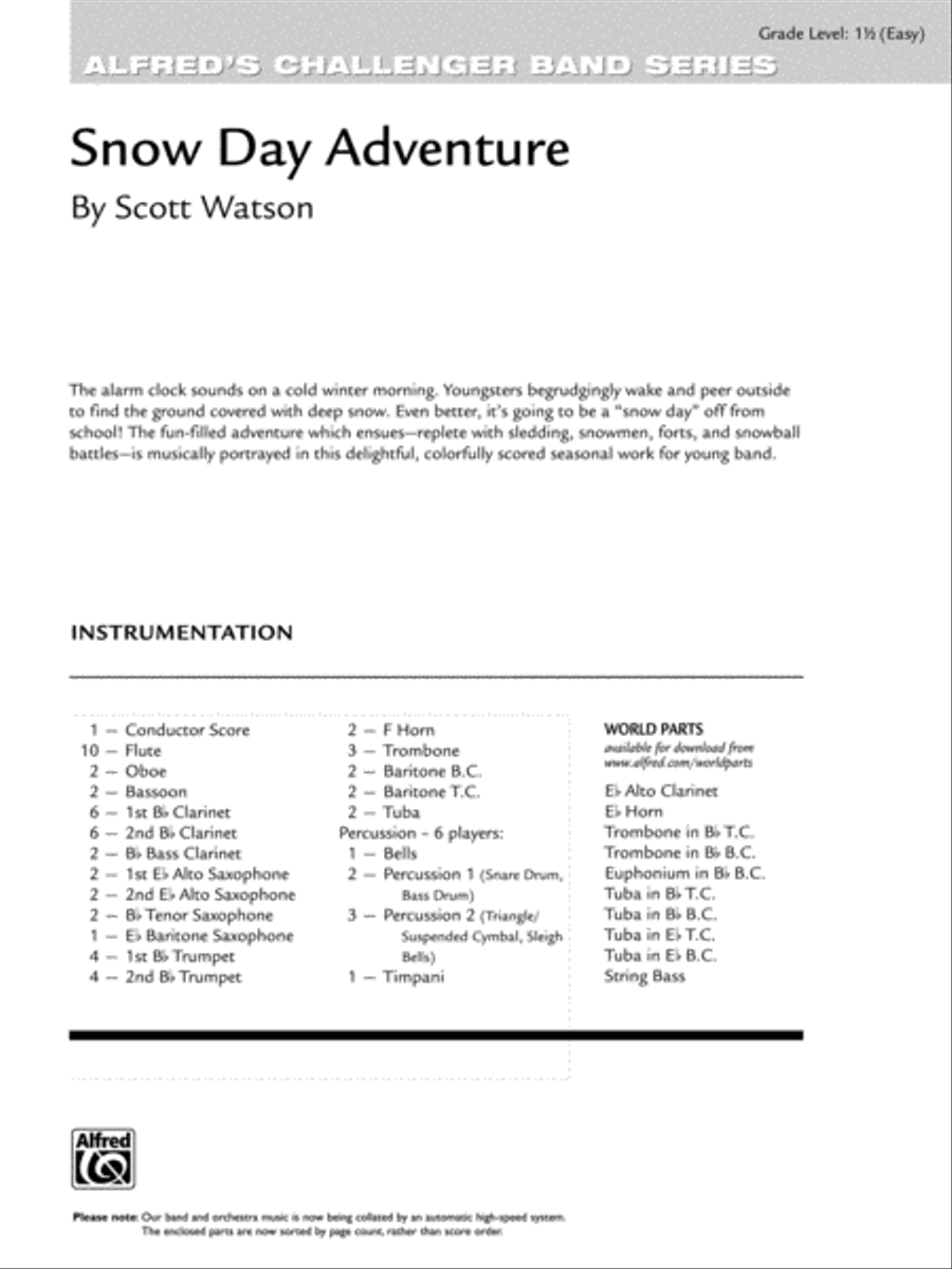Snow Day Adventure: Score Concert Band scores gallery preview page 1