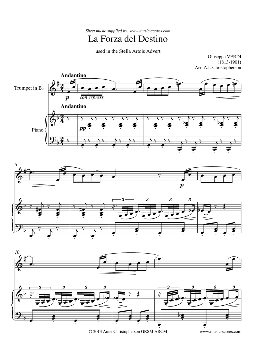 Verdi: Forza del Destino - Trumpet & Piano Trumpet Solo scores gallery preview page 1