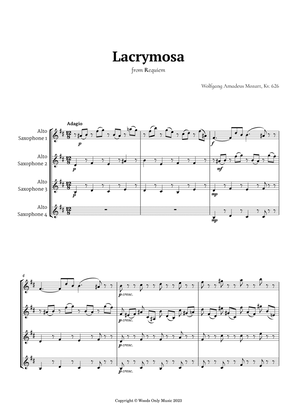 Book cover for Lacrymosa by Mozart for Alto Sax Quartet