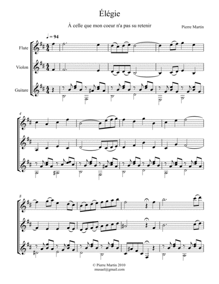 Élégie en si mineur (flute, violin & guitar) image number null