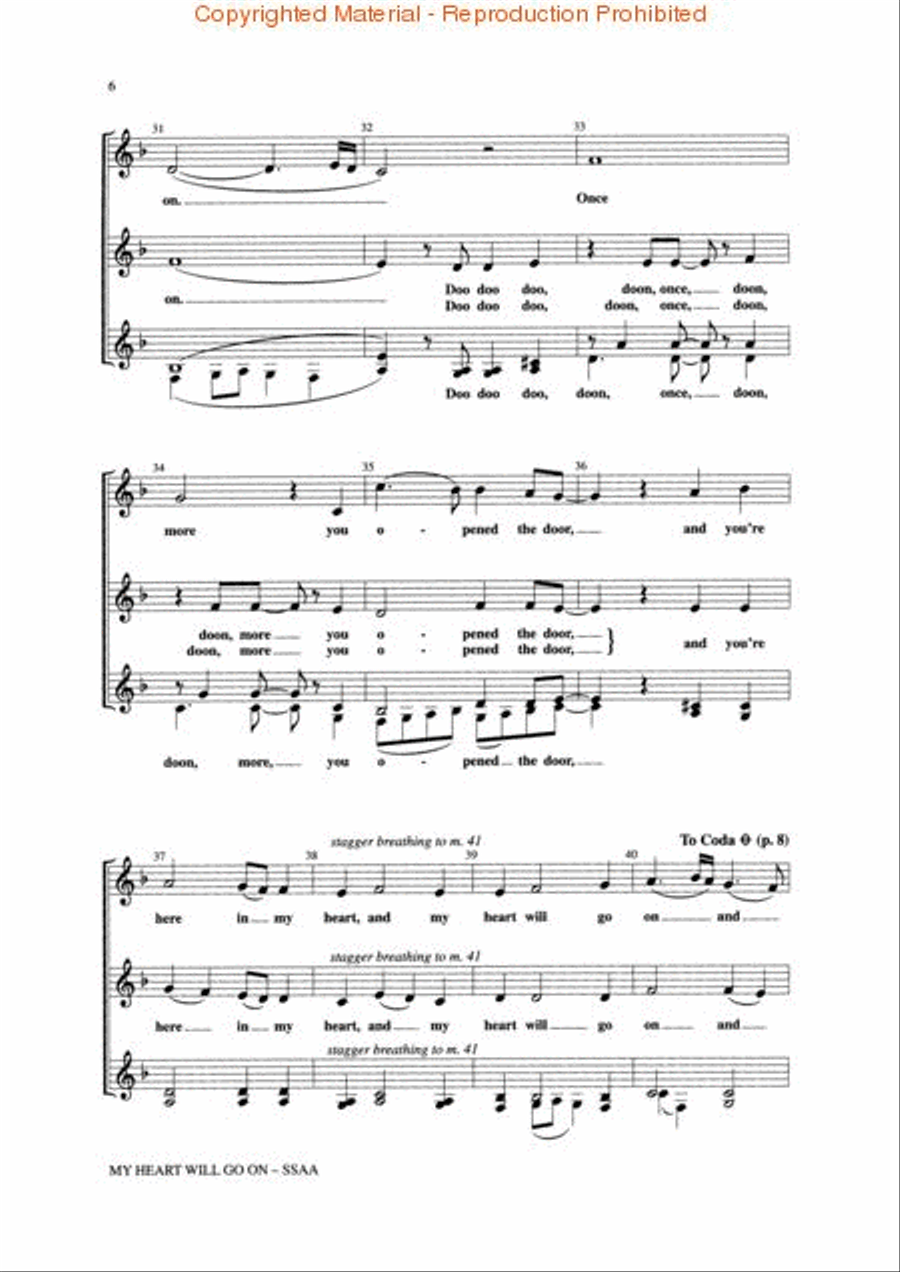 My Heart Will Go On SSAA scores gallery preview page 3