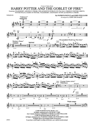 Harry Potter and the Goblet of Fire,™ Concert Suite from: 2nd Violin