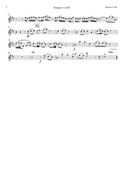 Canon C-Major, Kanon C-Dur, Brass Quartet image number null