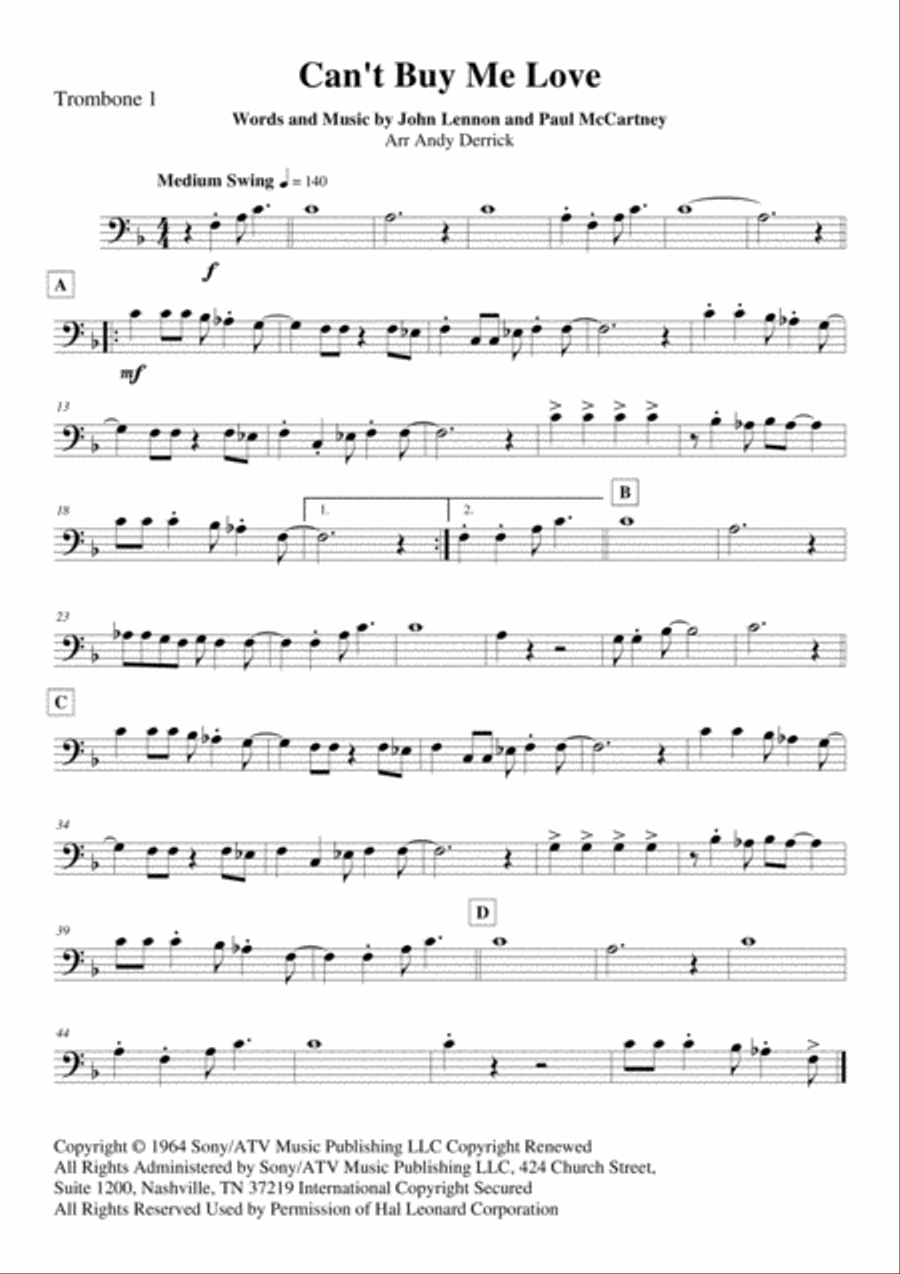 Can't Buy Me Love Brass Ensemble scores gallery preview page 4