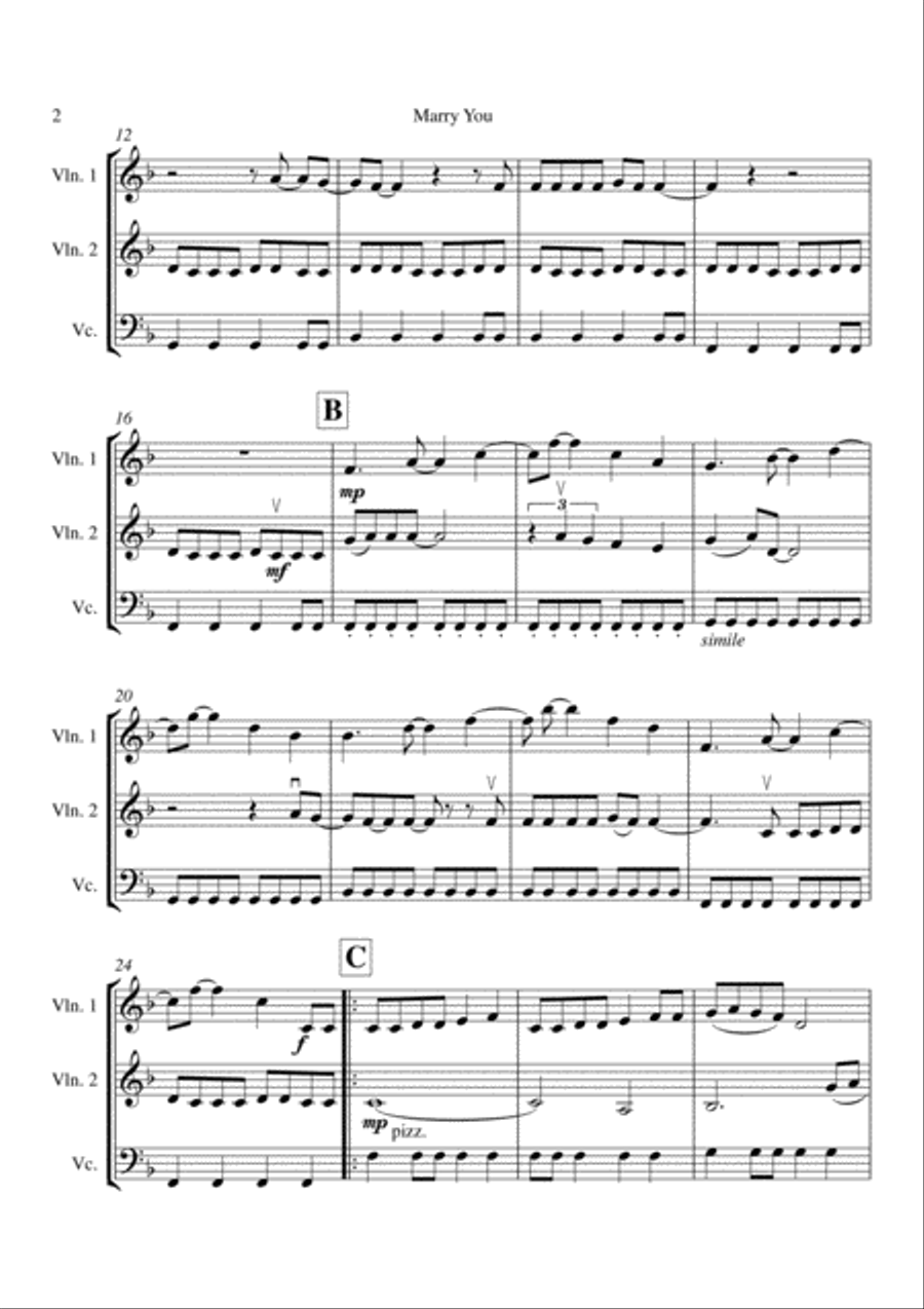 Marry You Marry You String Trio scores gallery preview page 3